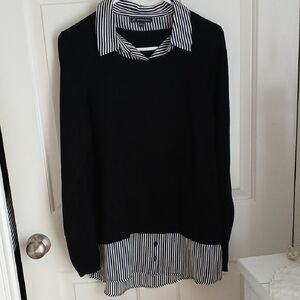 Adrianna Papell Black and White Striped Top